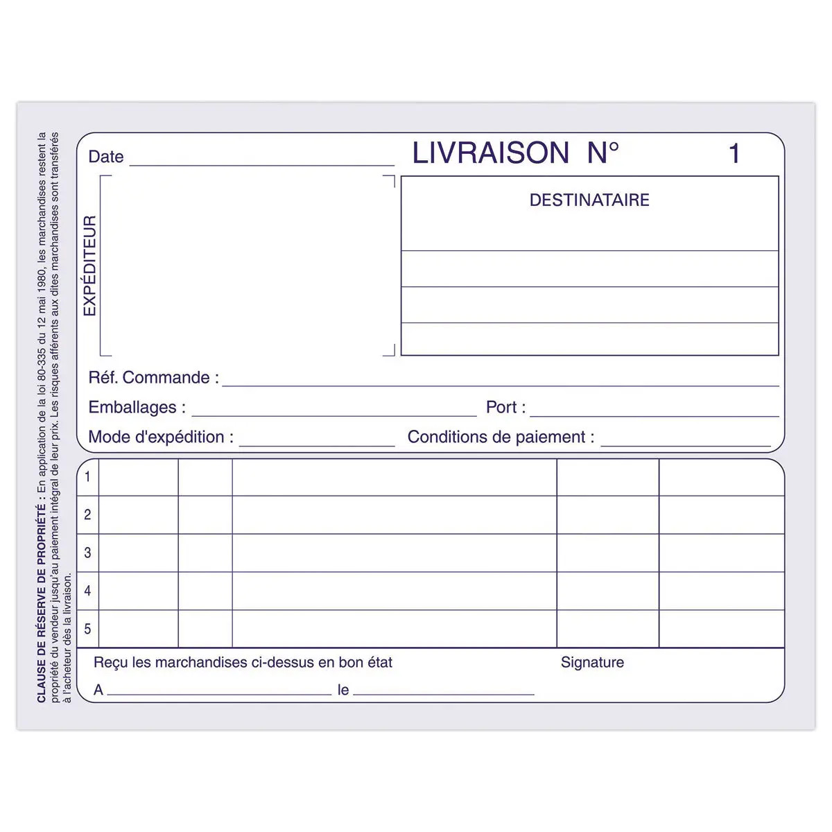 Carnet "Livraisons" - A6 - 50 dupli