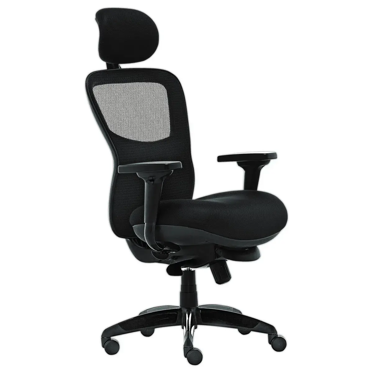 Siège de bureau synchrone ATHOS 01 - Noir et dos résille - Monté