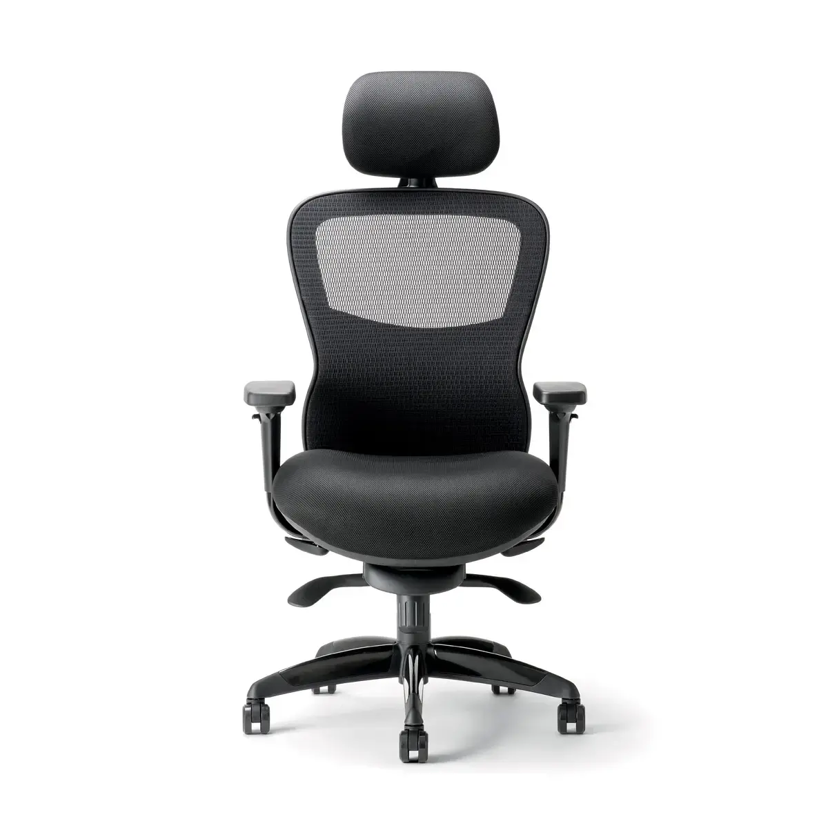 Siège de bureau synchrone ATHOS 01 - Noir et dos résille - Monté
