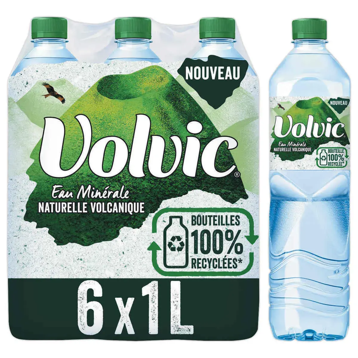 6 Bouteilles Volvic PET 1 litre