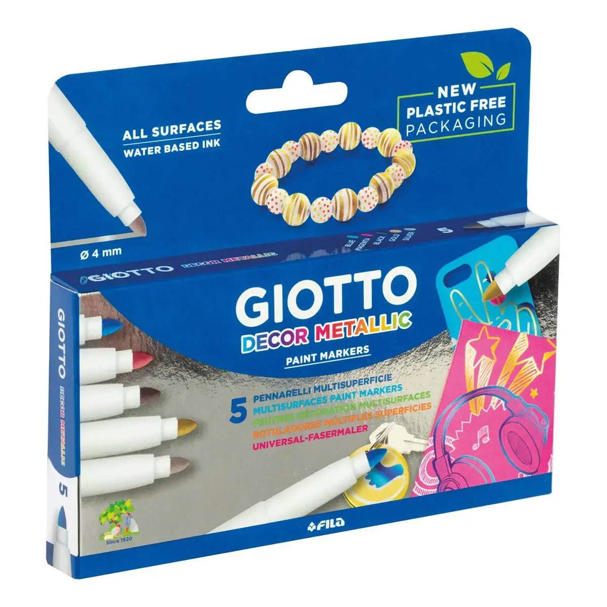 Feutre GIOTTO pour décor à base d'eau multisupport - coloris assortis - lot de 5