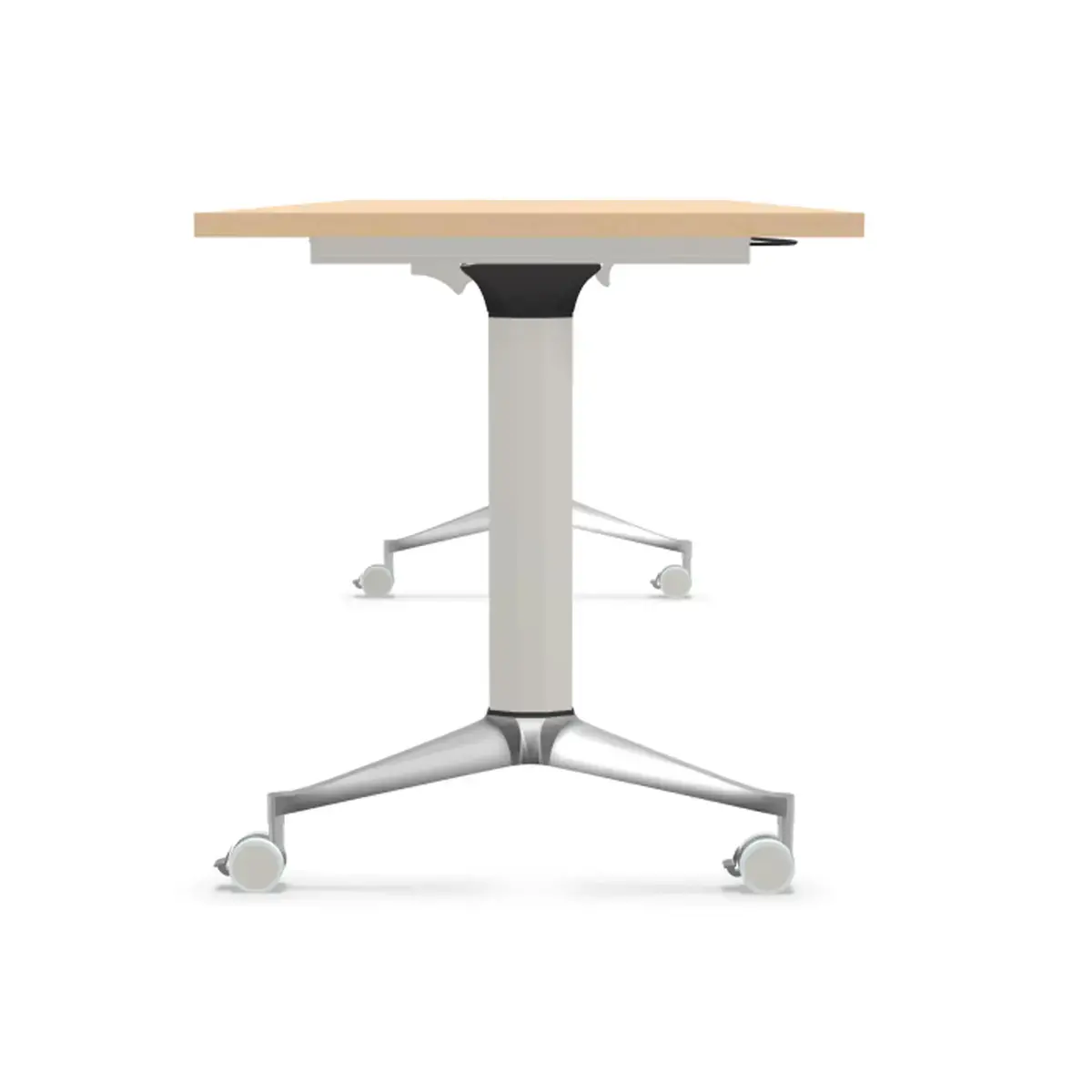 Table rectangulaire rabattable avec roulettes - 180 x 70 cm - Hêtre et alu