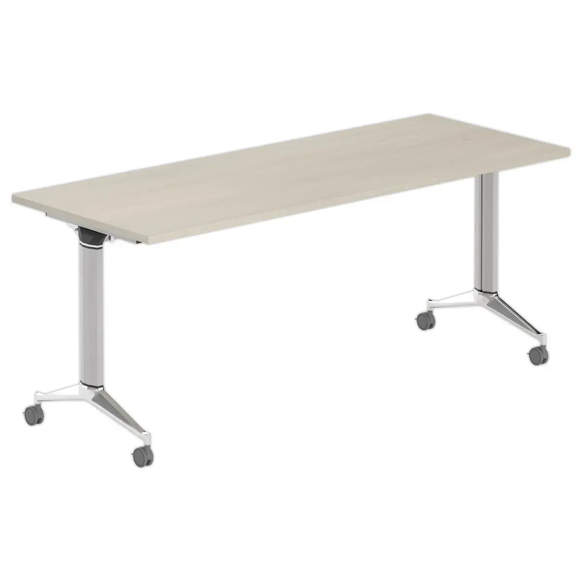 Table rabattable avec roulettes - Acacia clair et aluminium - 180x70 cm