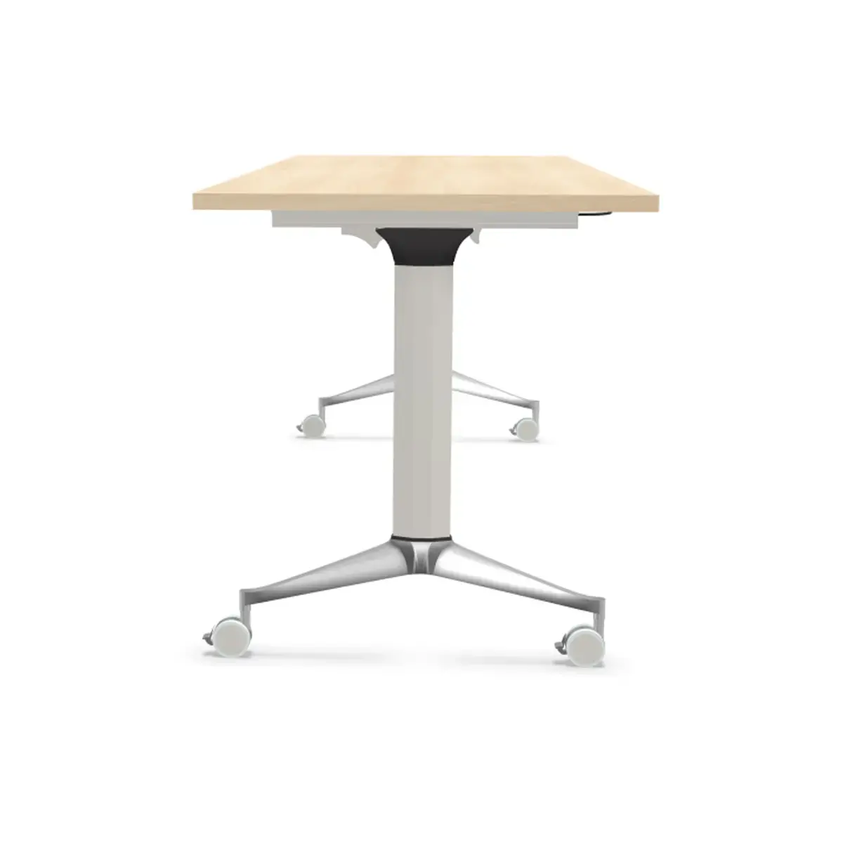 Table rabattable avec roulettes - Acacia clair et aluminium - 180x70 cm