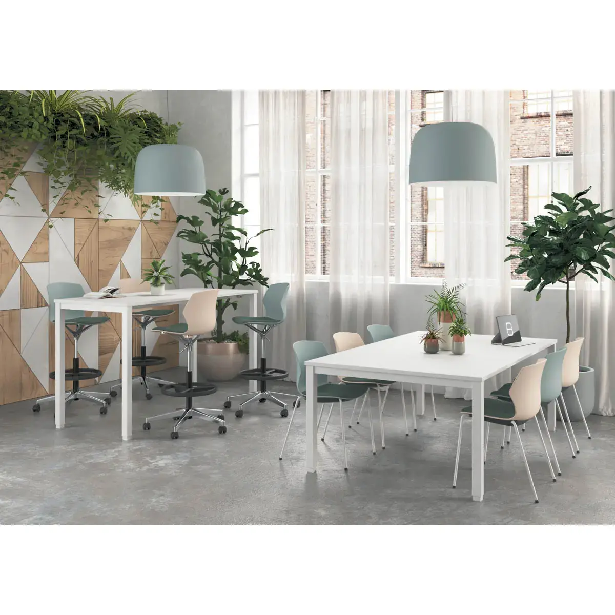 Table modulaire rectangulaire 200 x 120 h&ecirc;tre/blanc 