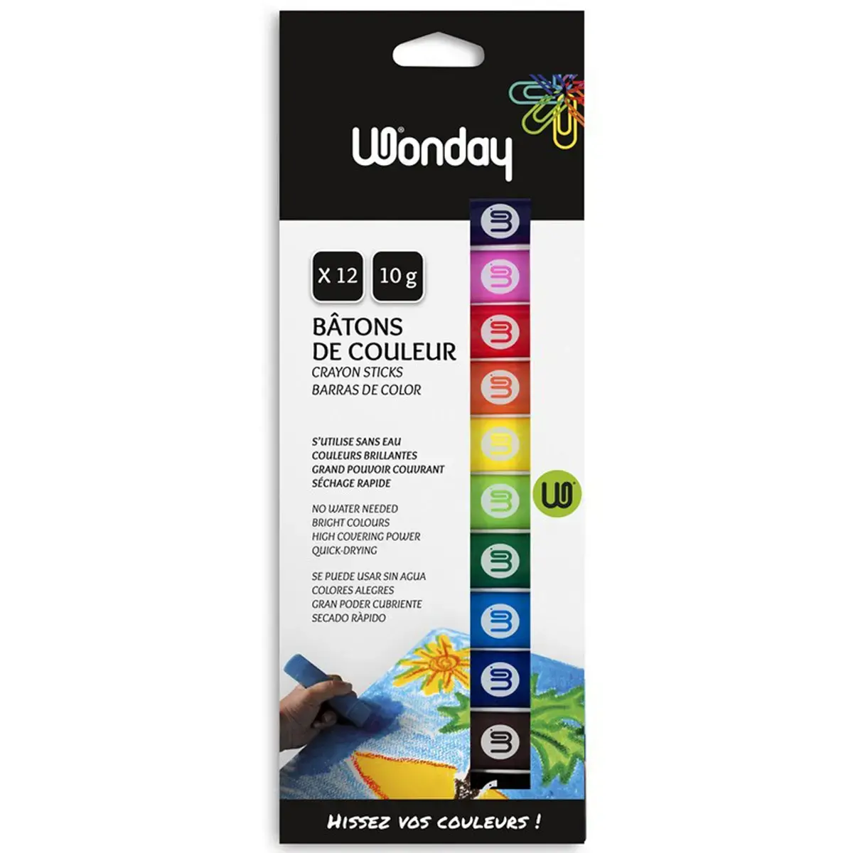 B&acirc;ton de gouache WONDAY - 10g - coloris assortis - lot de 12 