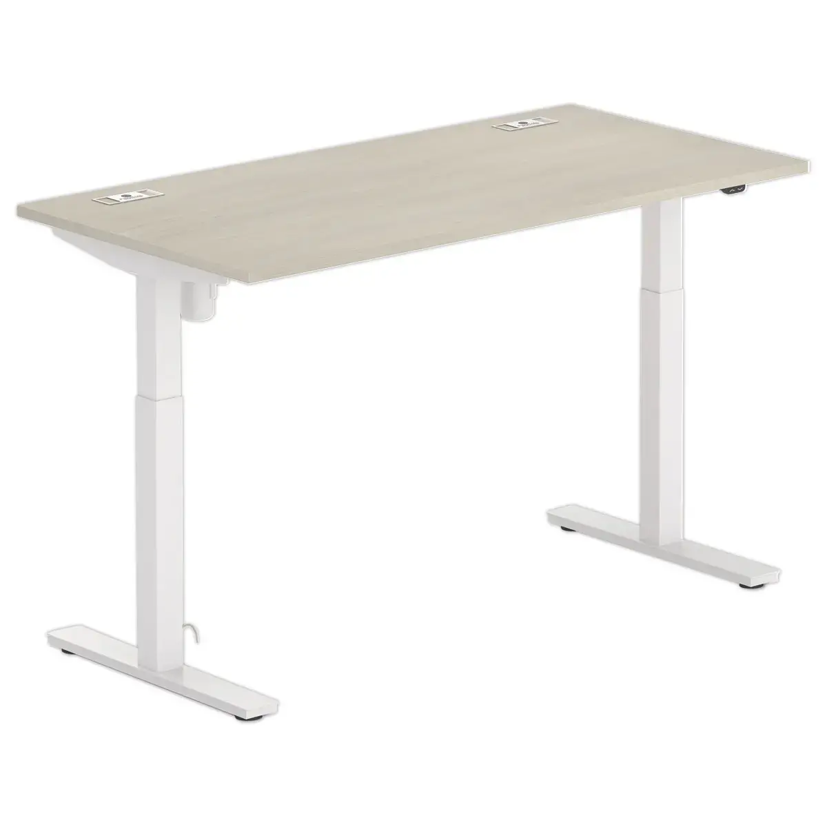 Bureau BERNE &eacute;lectrique 160 x 80 acacia/blanc boitier simple 