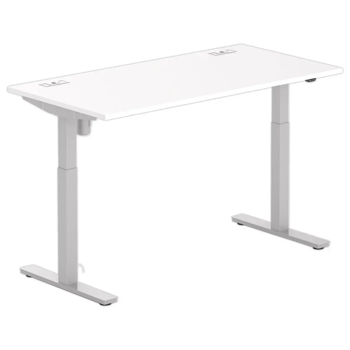 Bureau BERNE &eacute;lectrique 160 x 80 blanc/alu boitier simple 