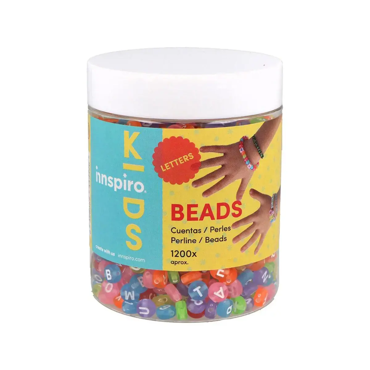 Perle lettre Innspiro - coloris assortis - 7 mm - trou 1 mm - lot de 1200