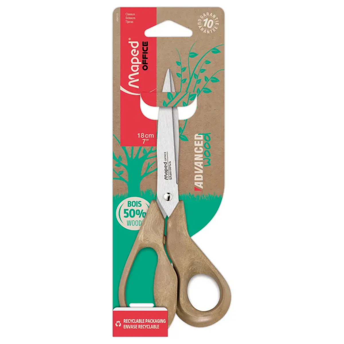 Paire de ciseaux asym&eacute;trique pour droitier Advanced Wood MAPED - 18 CM 