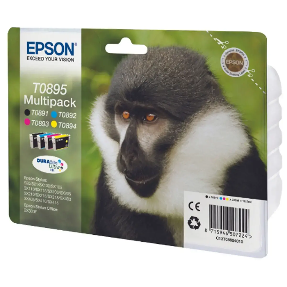 4 CARTOUCHES EPSON T0895 SINGE N.C.J.M MULTIPACK