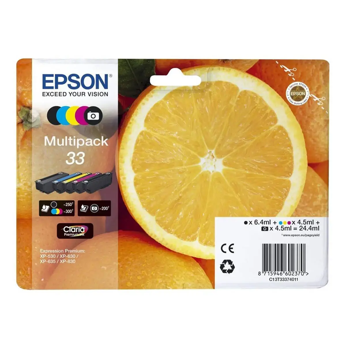 5 Cartouche Epson 33 NR .N  PHOTO. C.M.JMULTIPACK 