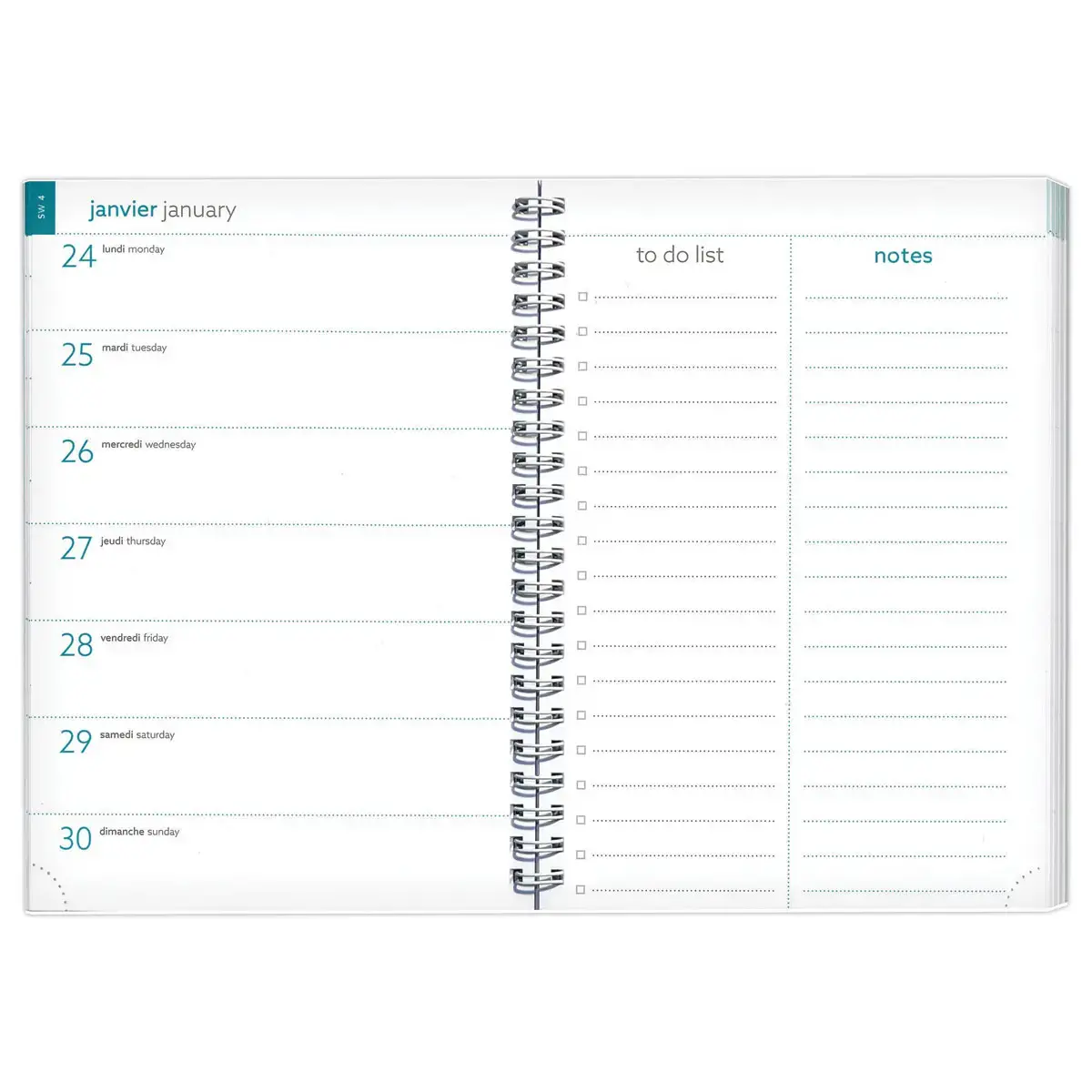 Agenda semainier spirale All in one - 15x21cm - rose- Janvier &agrave; d&eacute;cembre - EXACOMPTA 