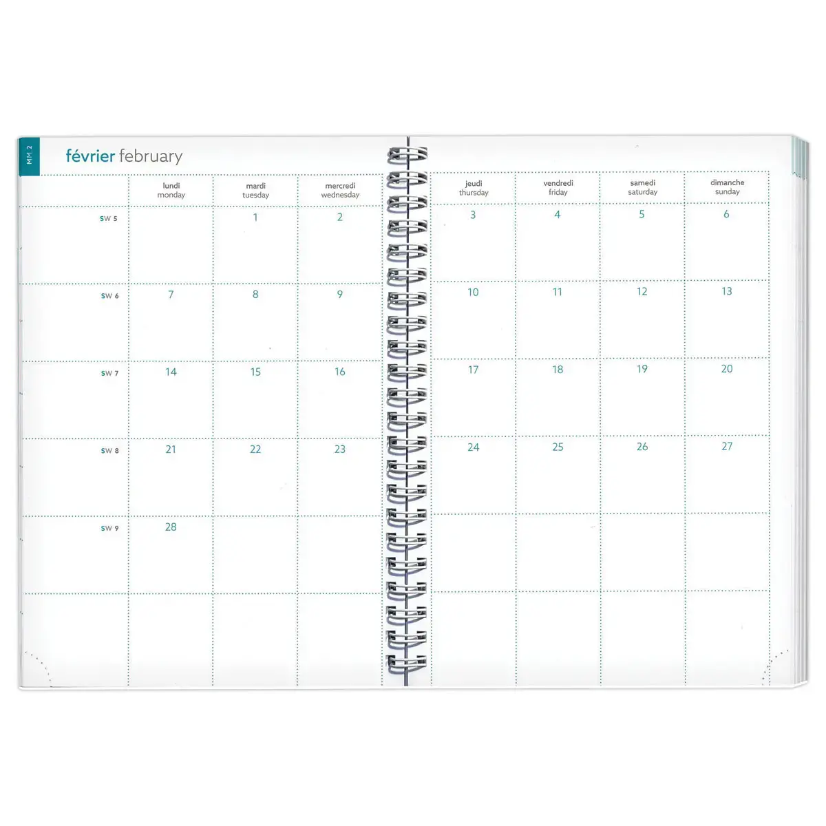 Agenda semainier spirale All in one - 15x21cm - rose- Janvier &agrave; d&eacute;cembre - EXACOMPTA 