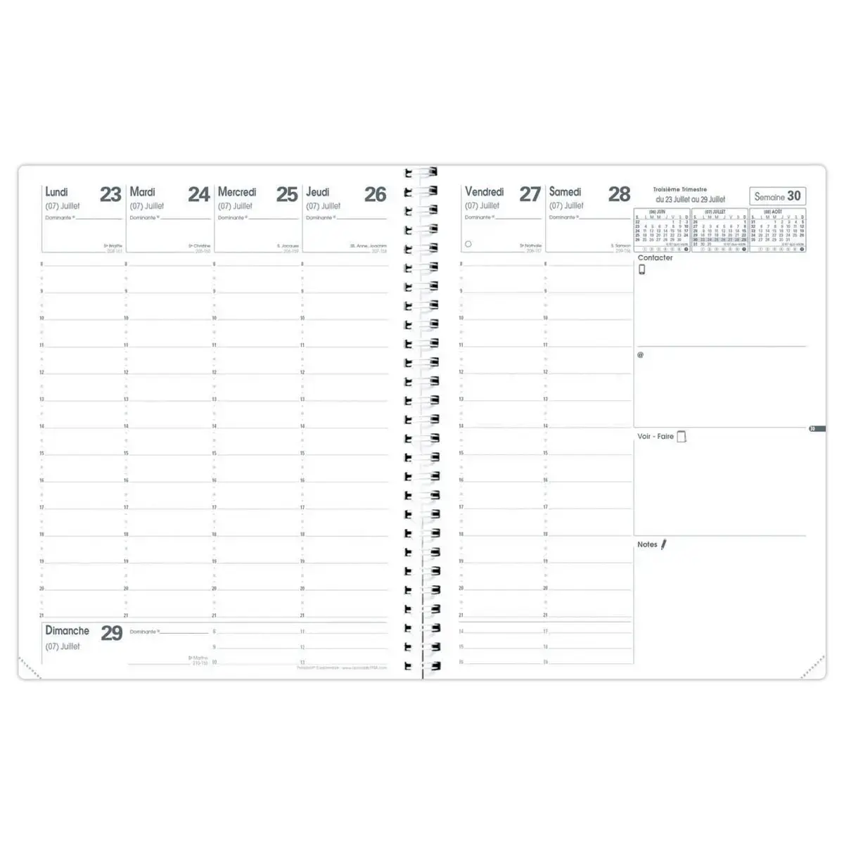 Agenda semainier Club - 21x27cm - Bleu - Septembre à septembre - QUO VADIS