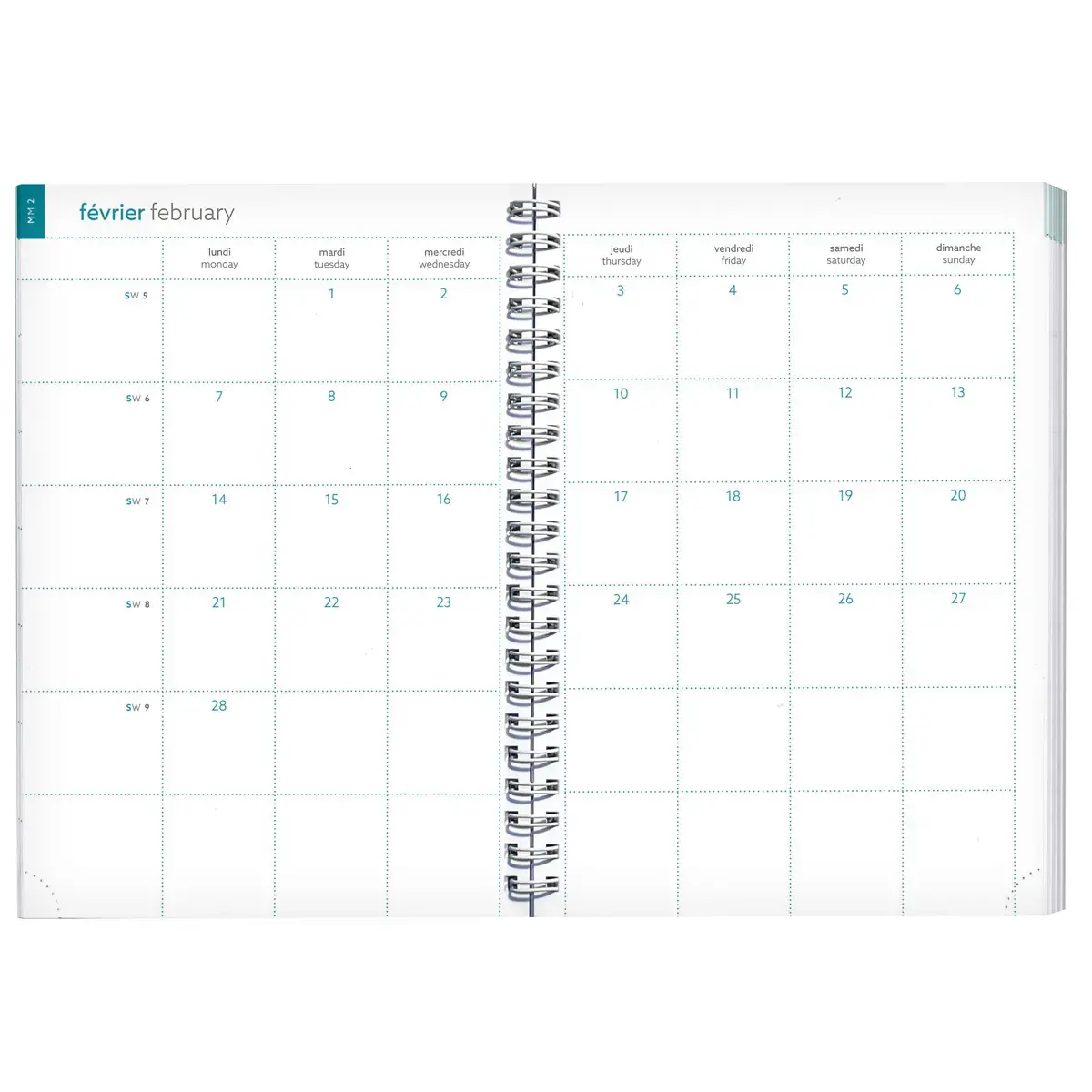 Agenda semainier Exacompta  Mini Labo - 15x21cm - Fleurs fond blanc 