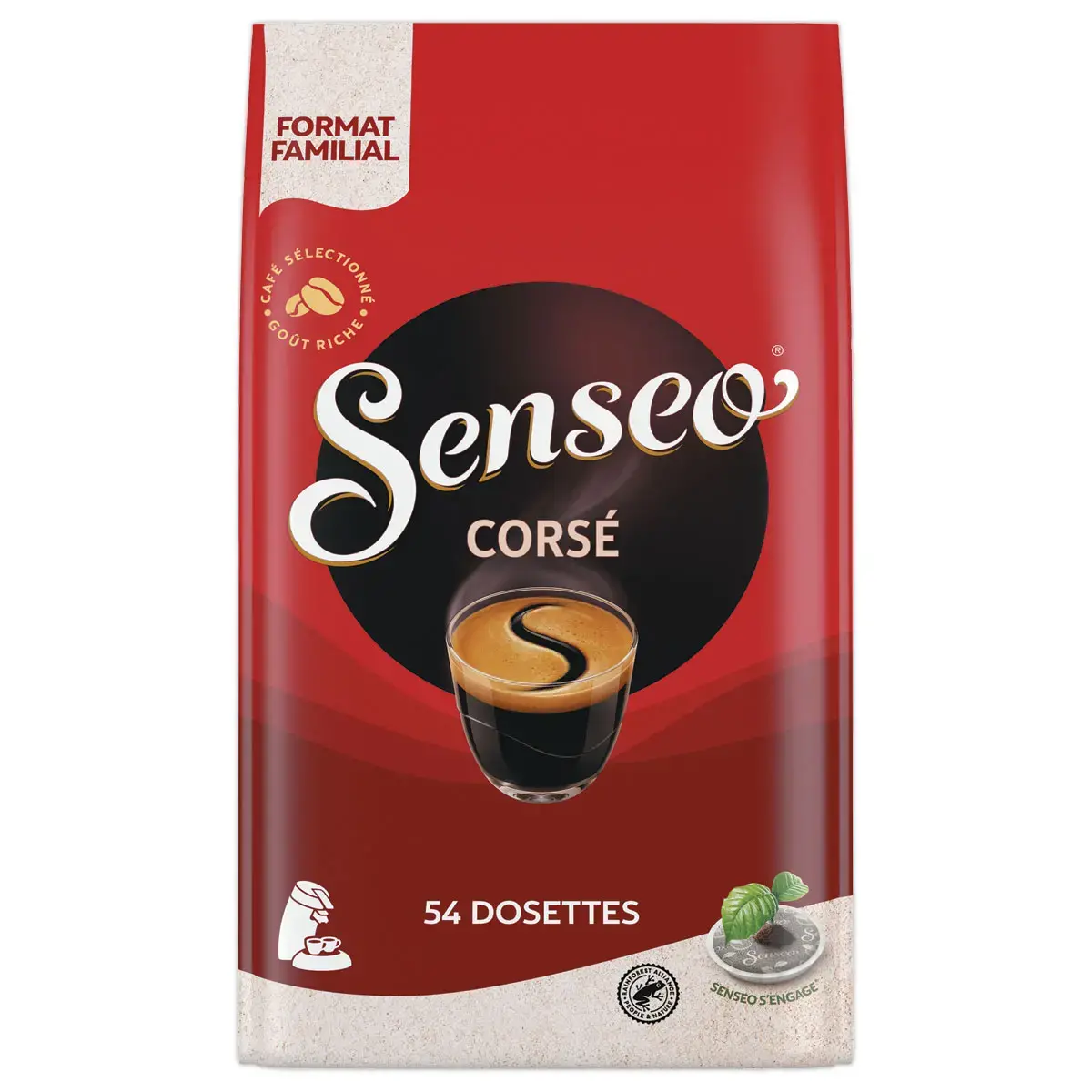 54 Dosettes de caf&eacute; Cors&eacute; - Intensit&eacute; 8 - Senseo 