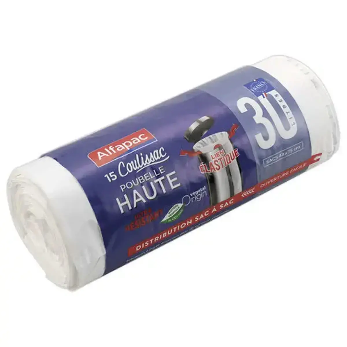 10 Sacs poubelle à liens élastiques - 50 litres