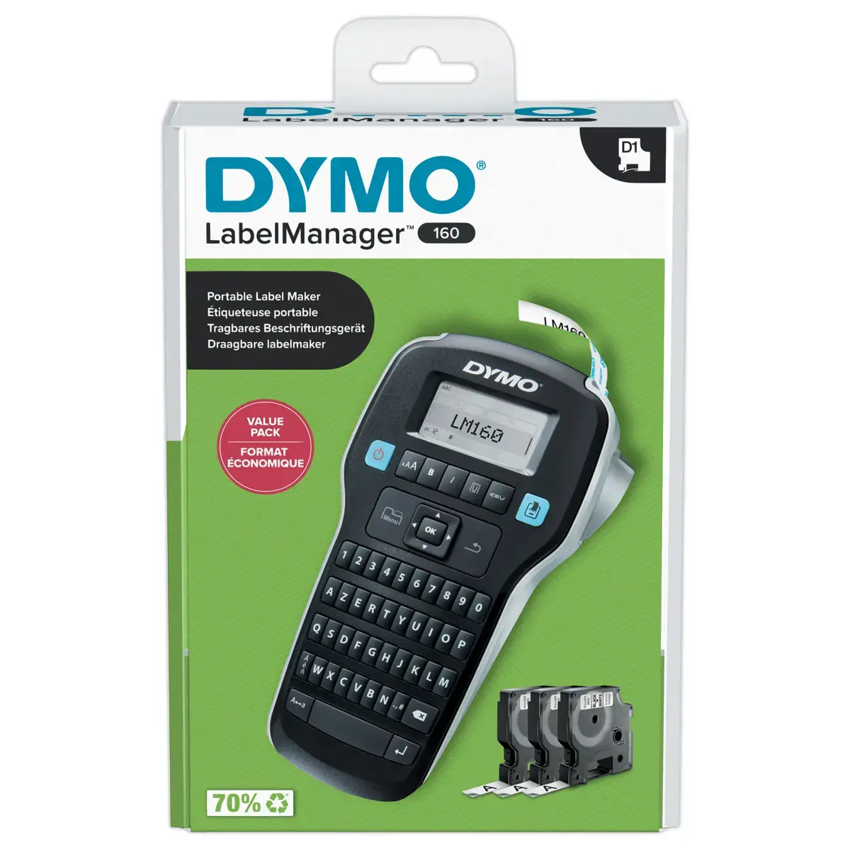 Titreuse DYMO Label Manager LM160 + 3 Rubans D1 12mm