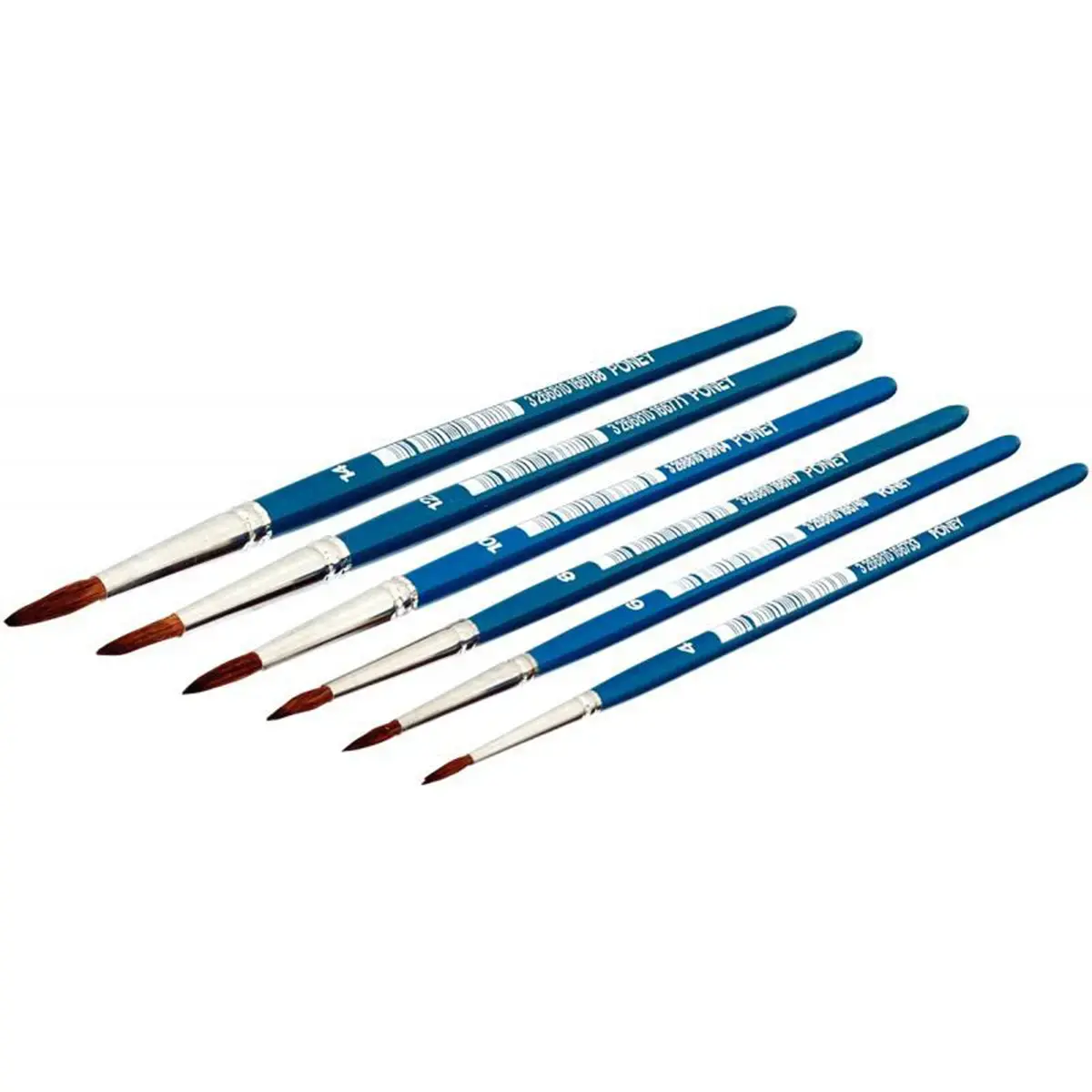 Pinceau gouache poil de poney rond/plat OZ InternationAl - tailles assorties - lot de 144