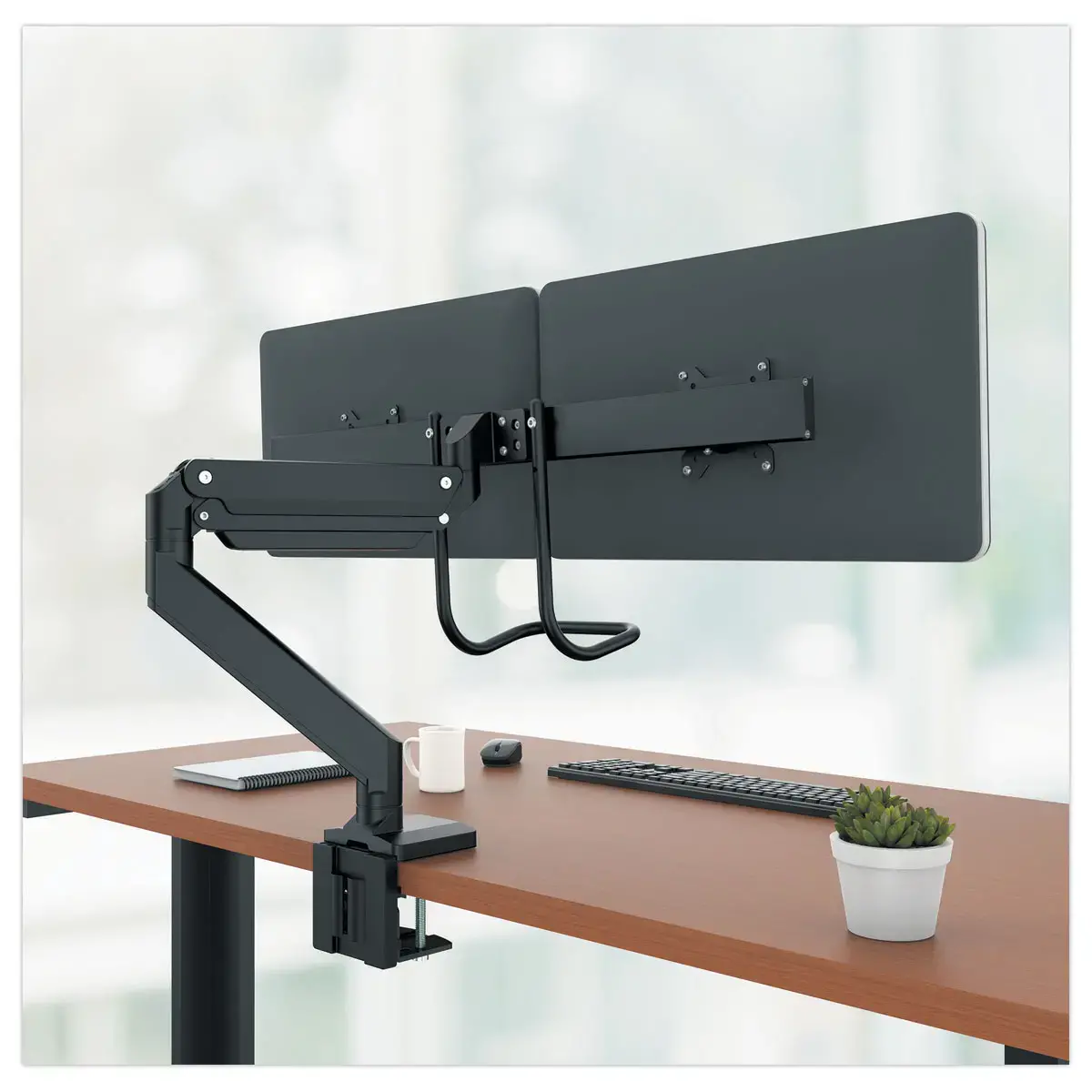 Bras porte-écrans double à barre transversale Eppa - Noir - FELLOWES