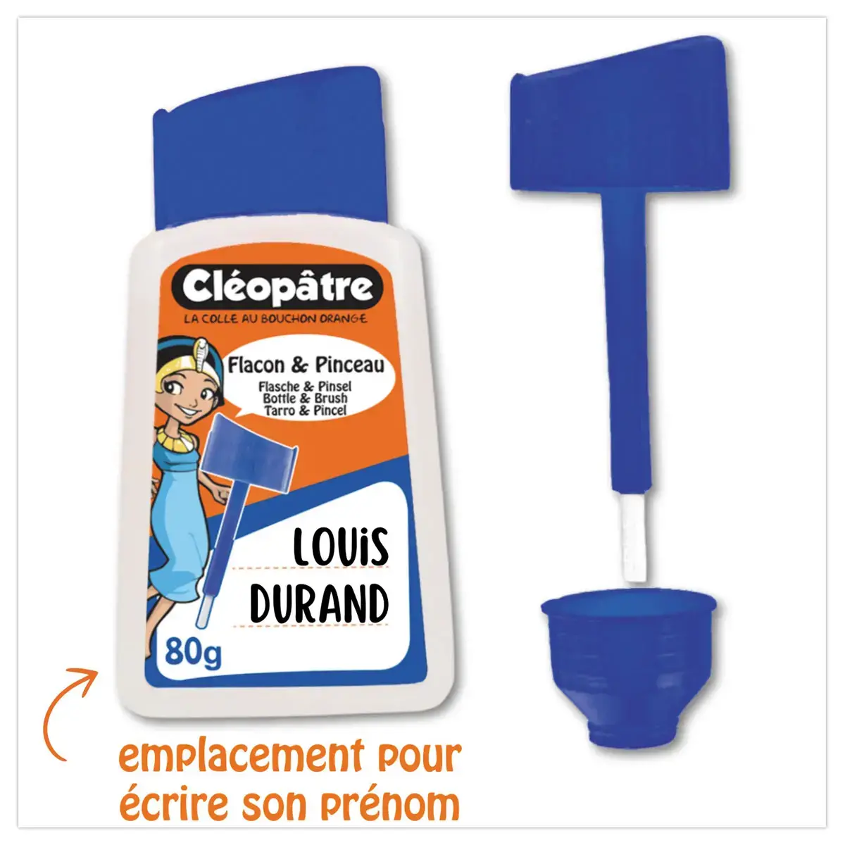 Flacon vide Cl&eacute;op&acirc;tre pour colle liquide 80 ml avec pinceau applicateur - lot de 12 