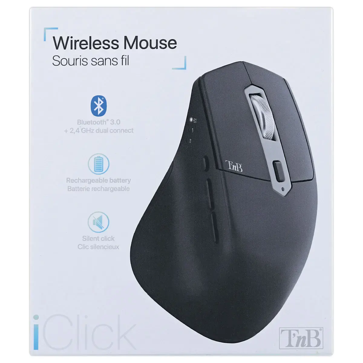 Souris sans fil semi-ergonomique dual connect 