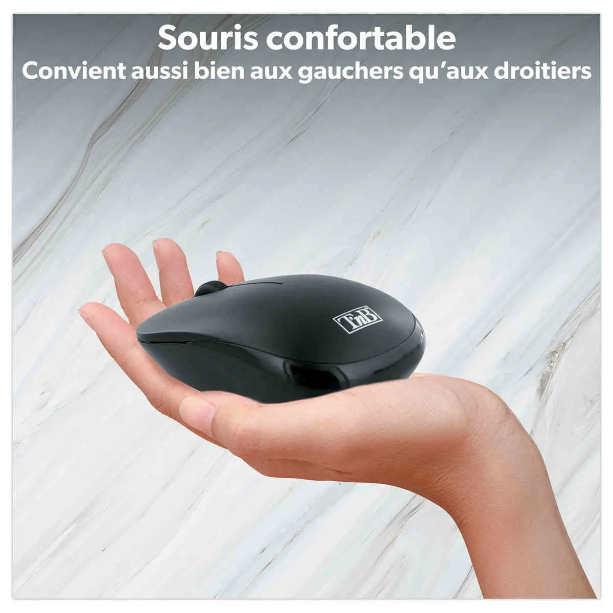 Kit clavier et souris sans fil Classy - 13 raccourcis multimédias - Récepteur USB unique - Noir - T'nB