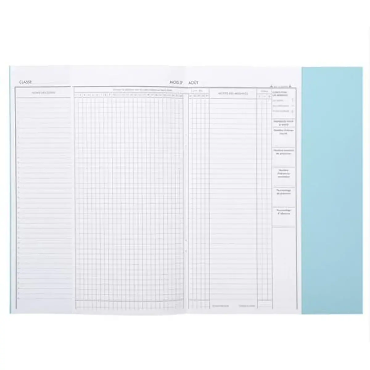 Registre annuel d'appel journalier Clairefontaine - 29,7 x 21 cm - 24 pages découpées - vert