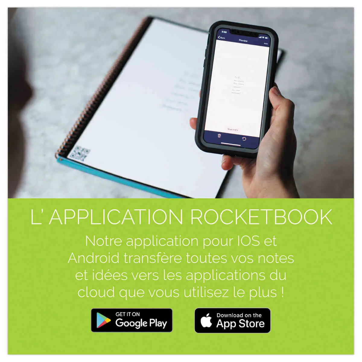 Cahier connecté et réutilisable à l'infini Rocketbook Core Letter - A4 - Noir - 32 pages - ROCKETBOOK