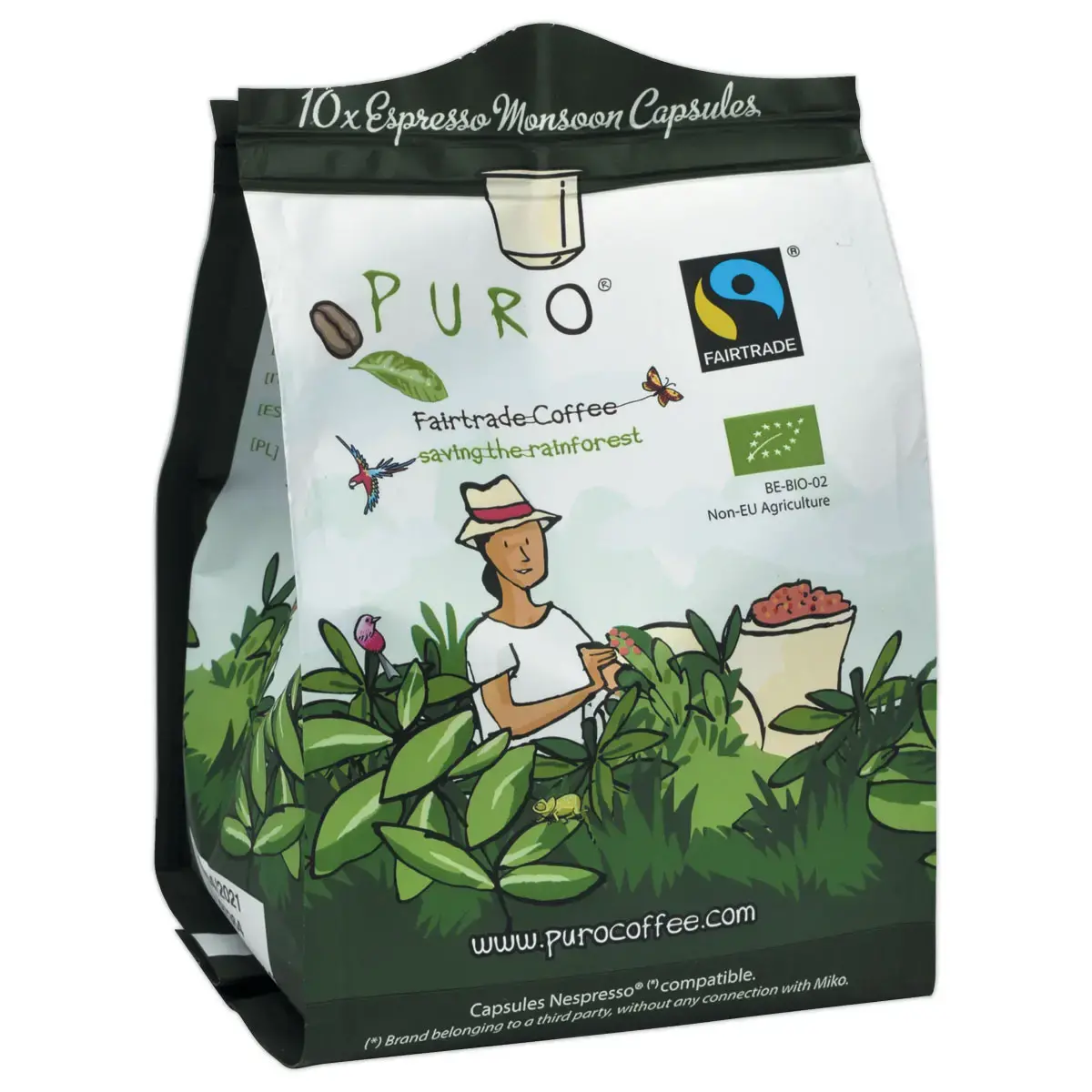 10 capsules de café MonsoonFairtrade Bio - Intensité 7