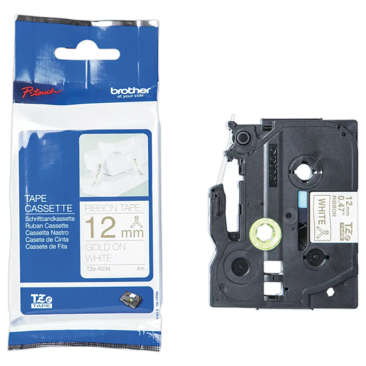 Ruban étiqueteuse Brother tissu or surblanc 12 mm (4m)