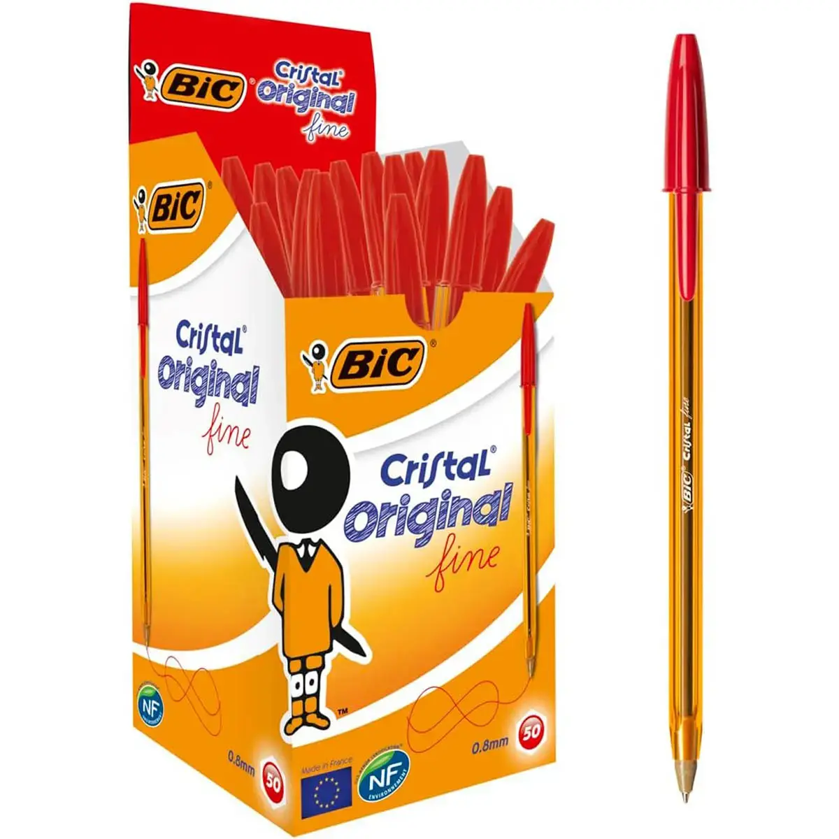 Stylo &agrave; bille Bic - pointe fine- rouge - lot de 50 
