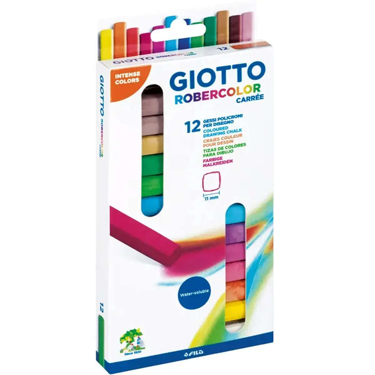 Craie GIOTTO Robercolor carrées - boite de 12 - coloris assortis