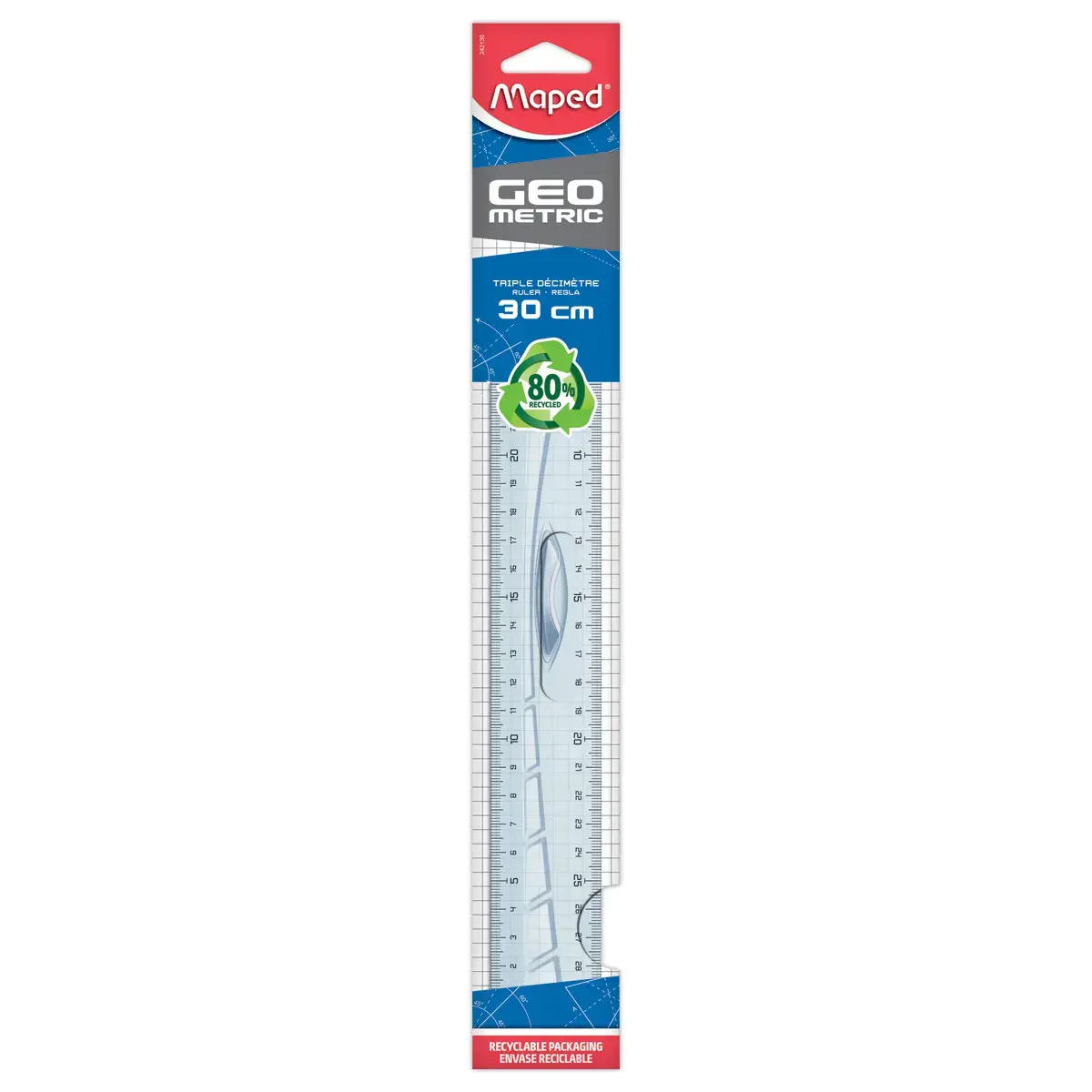 Triple-décimètre - GEOMETRIC, en plastique recyclé