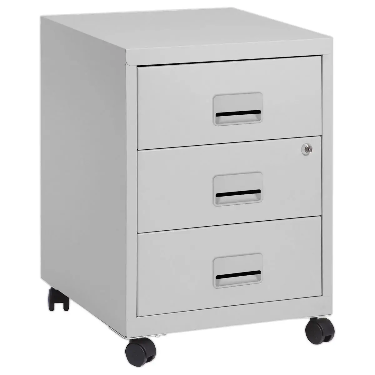 Caisson mobile en m&eacute;tal 3 tiroirs aluminium 