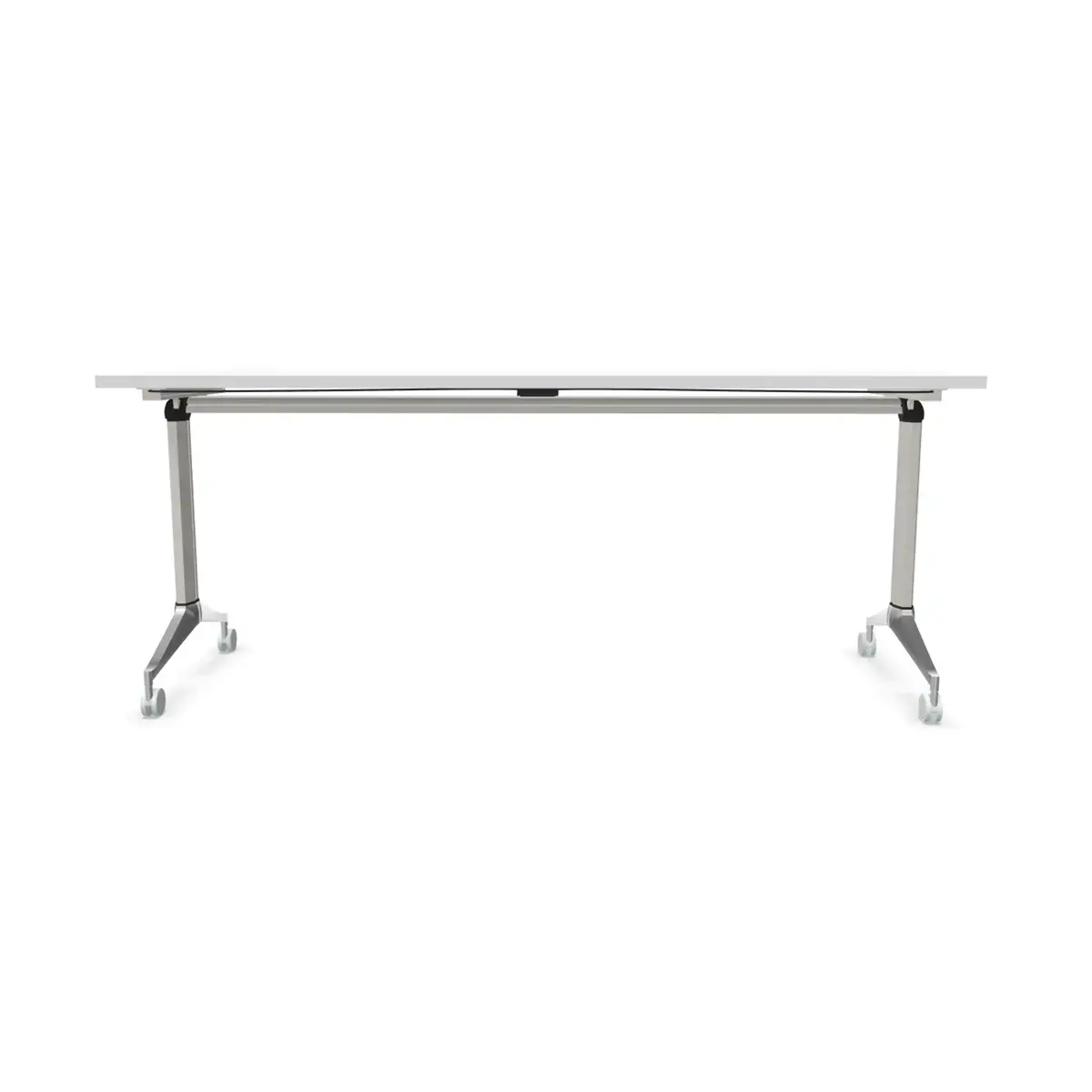 Table rectangulaire rabattable avec roulettes - 180 x 70 cm - Blanc et alu