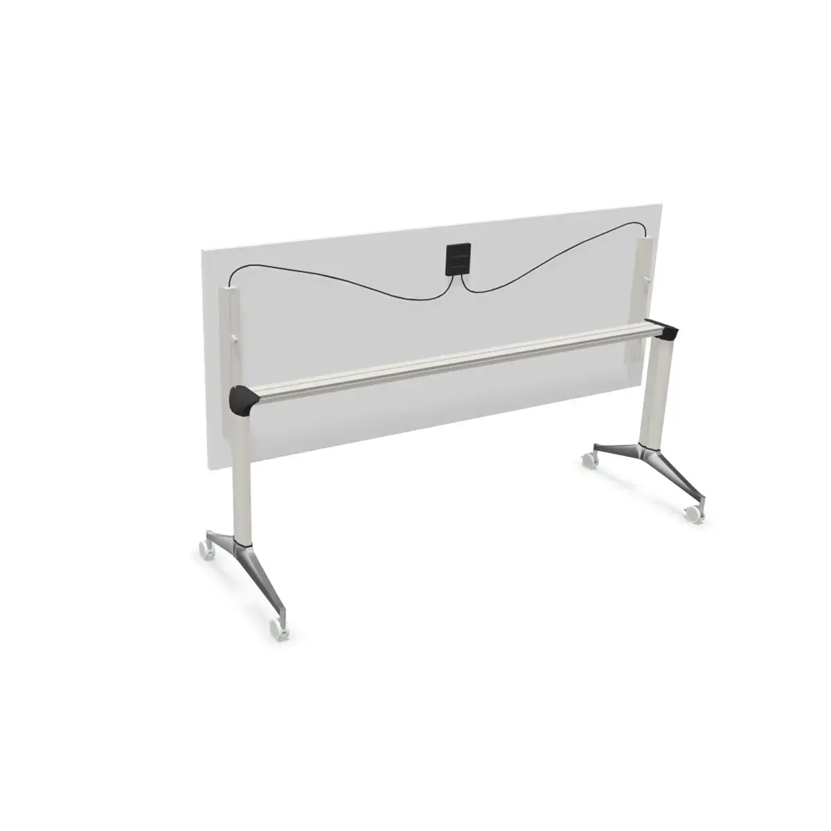 Table rectangulaire rabattable avec roulettes - 180 x 70 cm - Blanc et alu