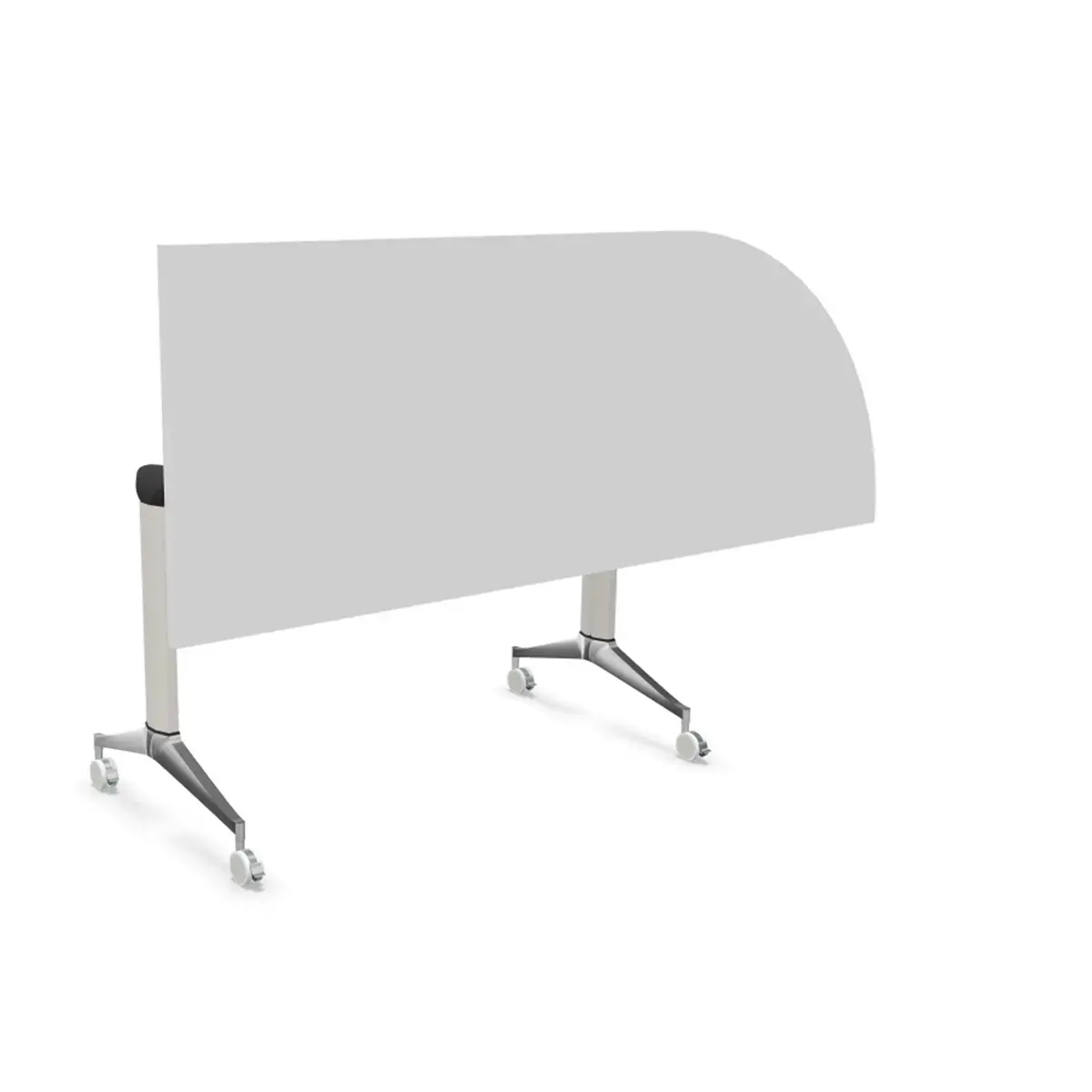 Table rabattable avec roulettes - 190 x 70 cm - Blanc et alu - Angle &agrave; gauche 