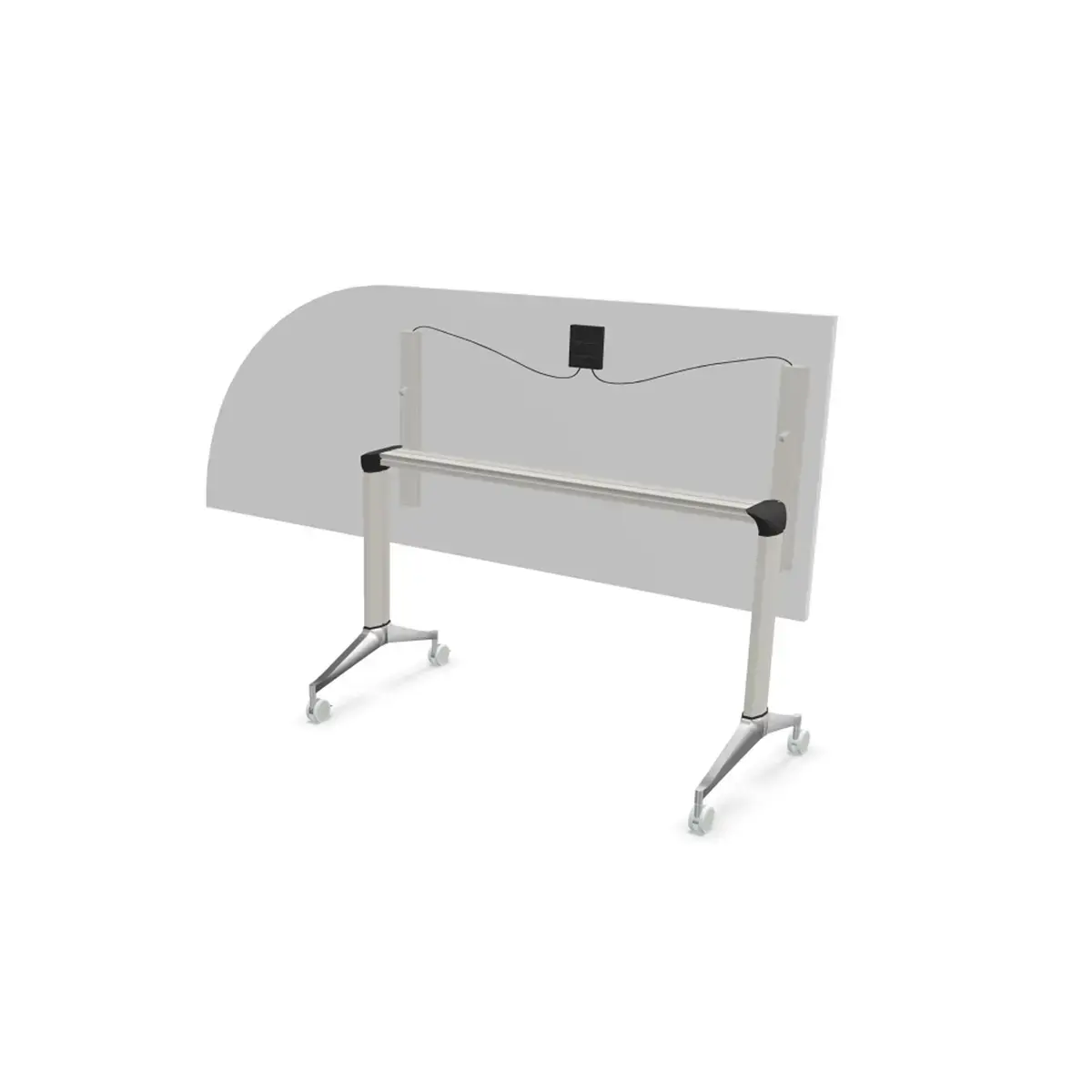 Table rabattable avec roulettes - 190 x 70 cm - Blanc et alu - Angle &agrave; gauche 