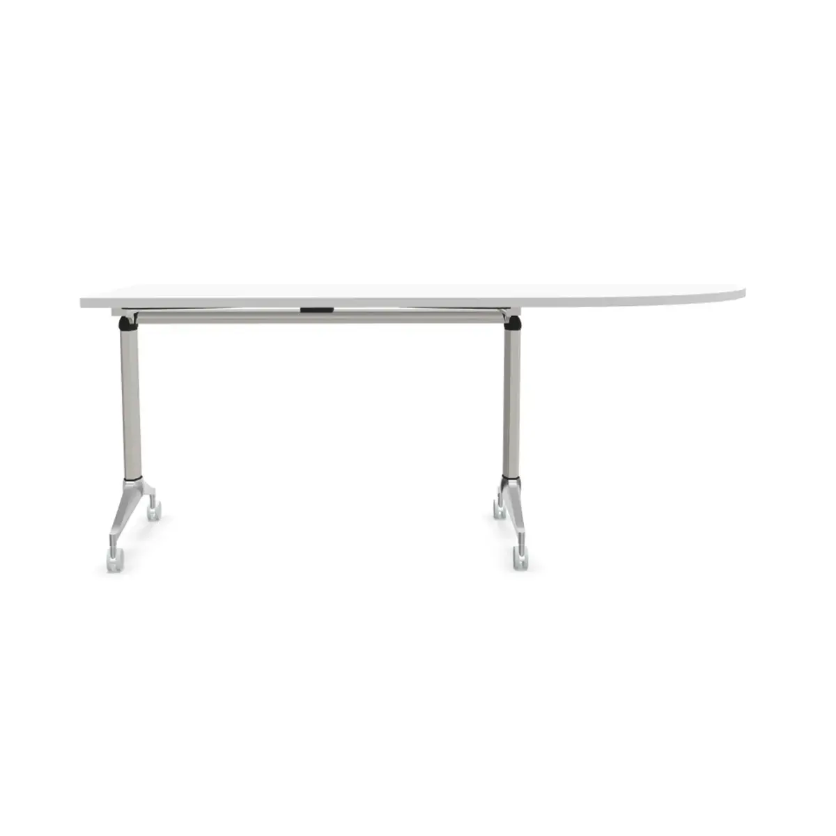 Table rabattable avec roulettes - 190 x 70 cm - Blanc et alu - Angle &agrave; droite 