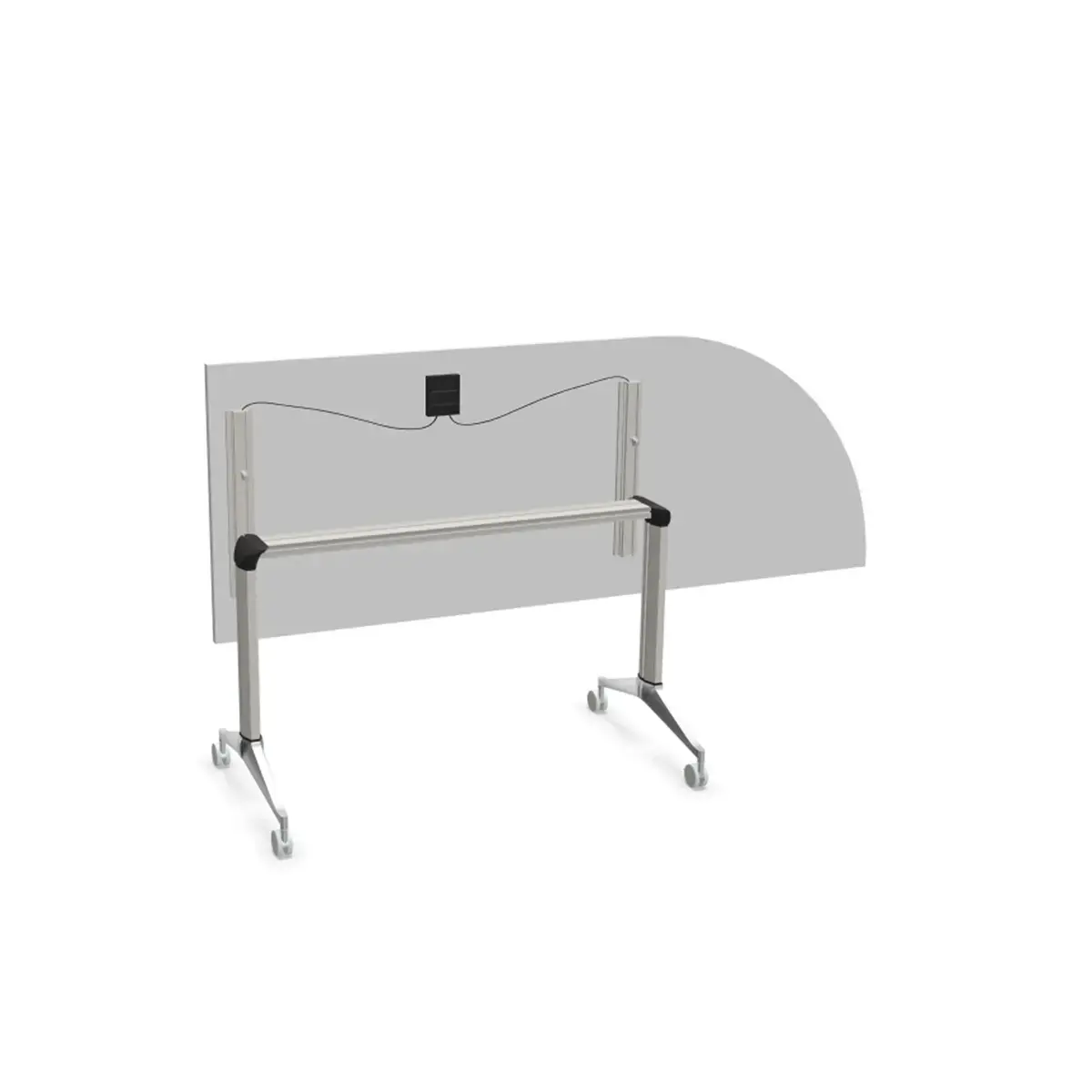Table rabattable avec roulettes - 190 x 70 cm - Blanc et alu - Angle &agrave; droite 