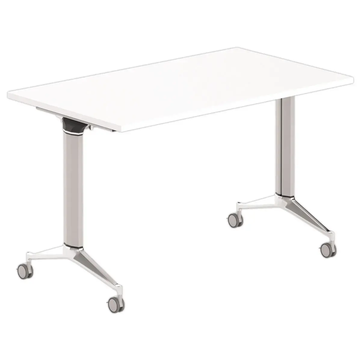 Table rabattable 120x70 blanc/alu montée