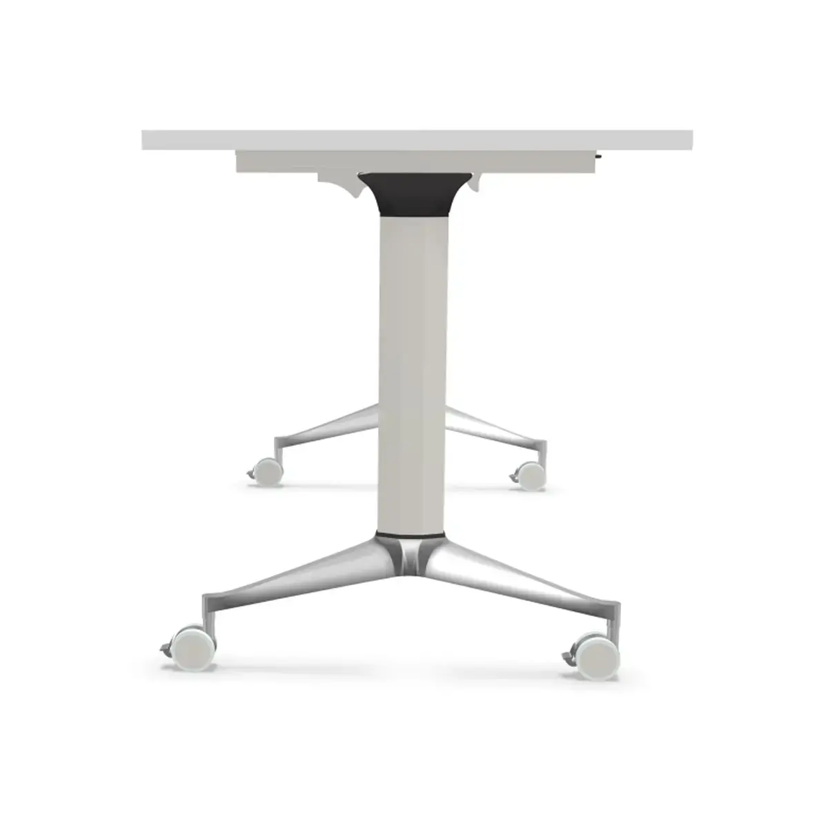 Table rabattable 120x70 blanc/alu montée