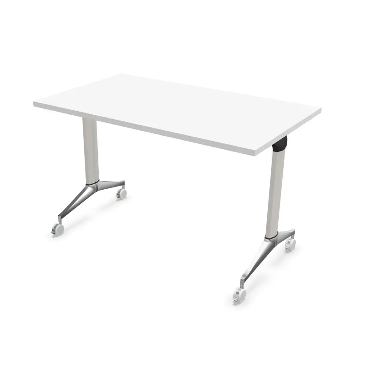 Table rabattable 120x70 blanc/alu montée