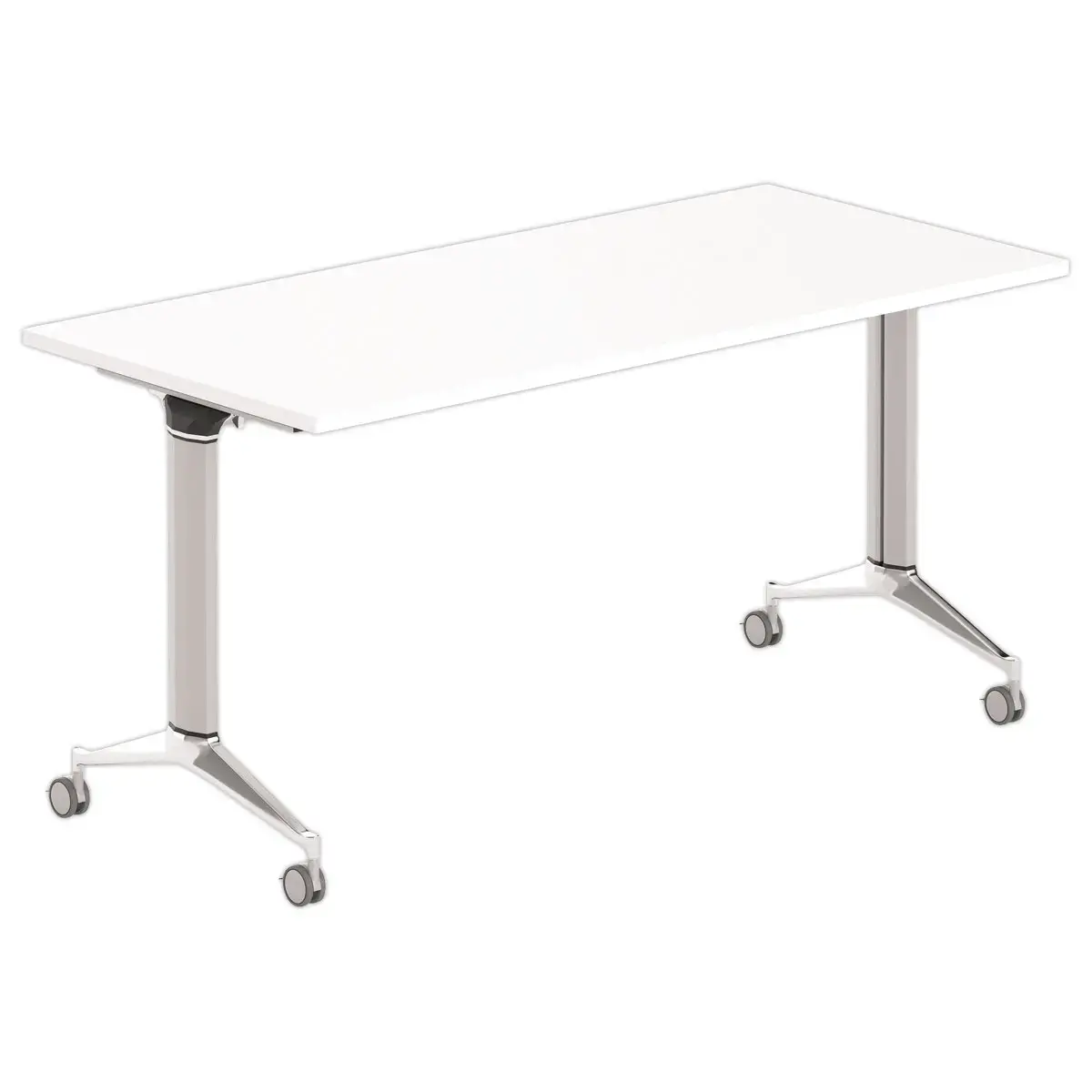 Table rabattable 150x70 blanc/alu mont&eacute;e 