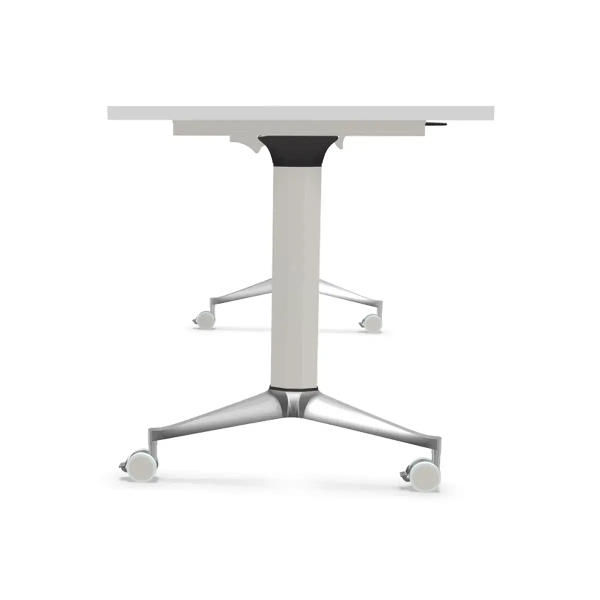 Table rabattable 150x70 blanc/alu mont&eacute;e 