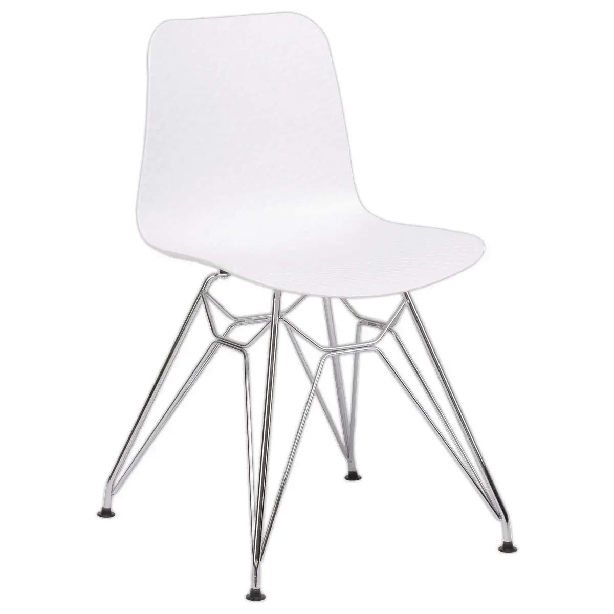 2 Chaises UXSTEEL 2, 4 pieds chromés assise blanche montées