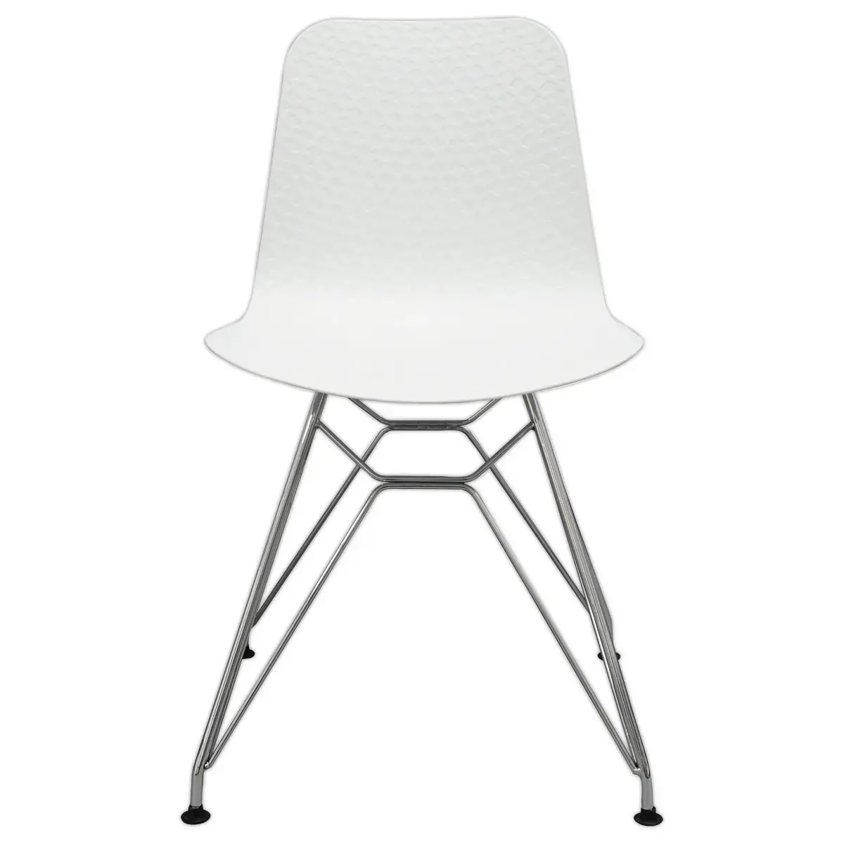 2 Chaises UXSTEEL 2, 4 pieds chromés assise blanche montées