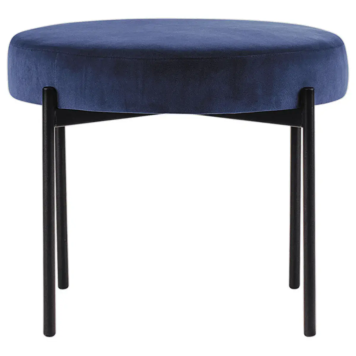 Pouf Rond GAIA D37 pieds noirs veloursbleu monté